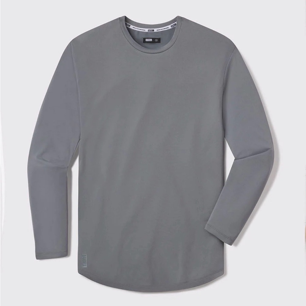 Men's Slate Longe Sleeve Fitted Drop Hem  Athletic Shirt